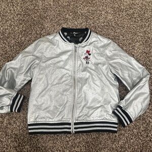Disney Girls Minnie Mouse Silver Metallic Jacket Size 9/10